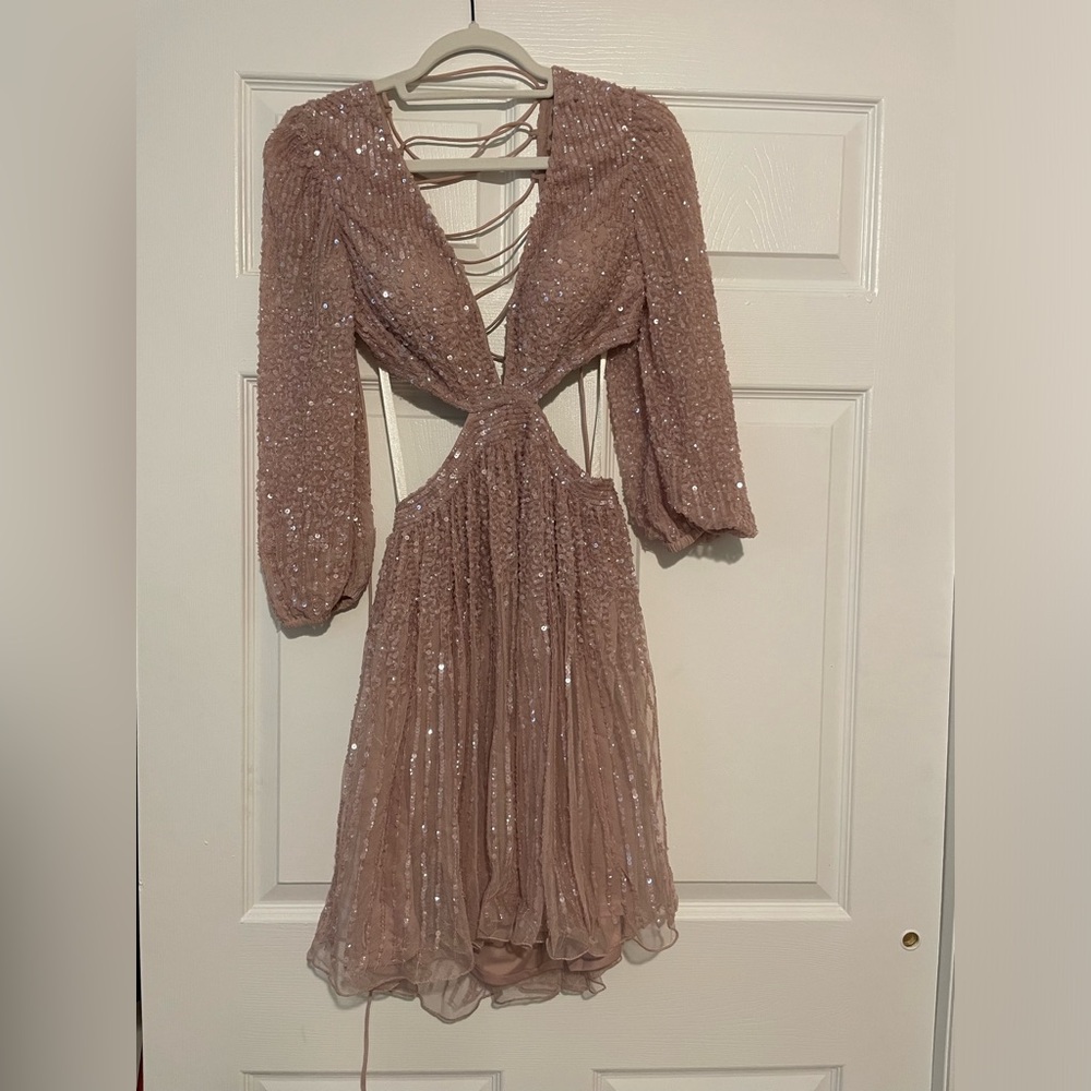 Pink Lara Cutout Sequin Dress